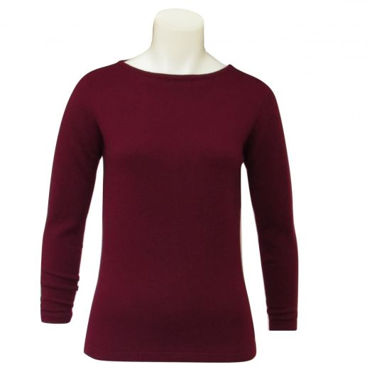 O'Connell's Women's Scottish Cashmere Boatneck Sweater - Merlot