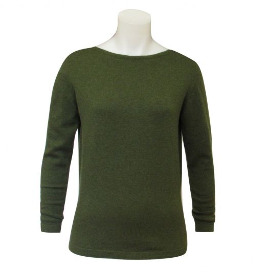 O'Connell's Women's Scottish Cashmere Boatneck Sweater - Olive