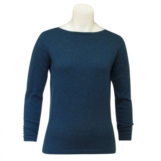 O'Connell's Women's Scottish Cashmere Boatneck Sweater - Petrol