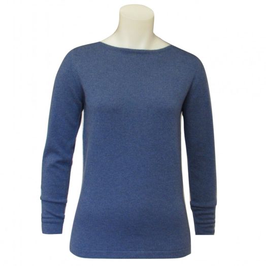 O'Connell's Women's Scottish Cashmere Boatneck Sweater - Soft Denim