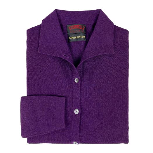 O'Connell's Women's Scottish Cashmere Collared Cardigan - Elderberry