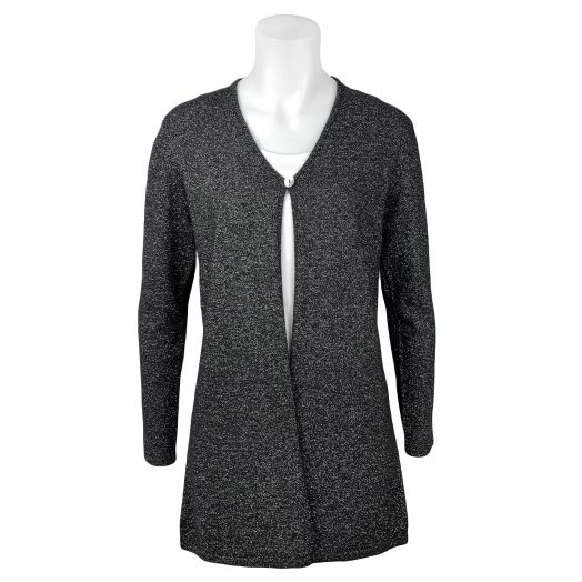 O'Connell's Women's Scottish Cashmere & Lurex One-Button Cardigan - Black