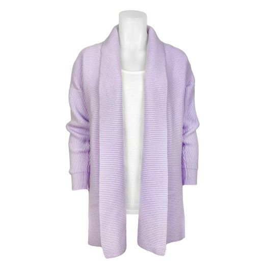 O'Connell's Women's Scottish Cashmere Ribbed Open Cardigan - Lilac (CH02978)