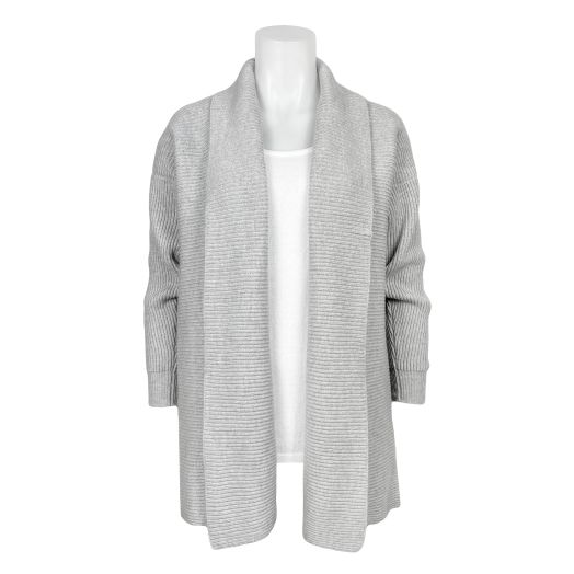O'Connell's Women's Scottish Cashmere Ribbed Open Cardigan - Silver (CH02978)
