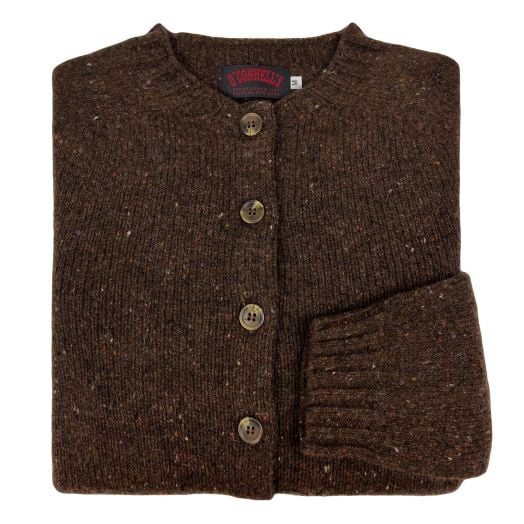 O'Connell's Womens Scottish Merino Wool Cardigan - Donegal - Coffee