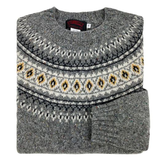 O'Connell's Women's Scottish Merino Wool Fair Isle Sweater - Donegal - Medium Grey