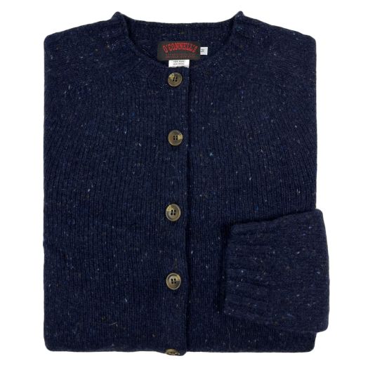 O'Connell's Womens Scottish Merino Wool Cardigan - Donegal - Navy