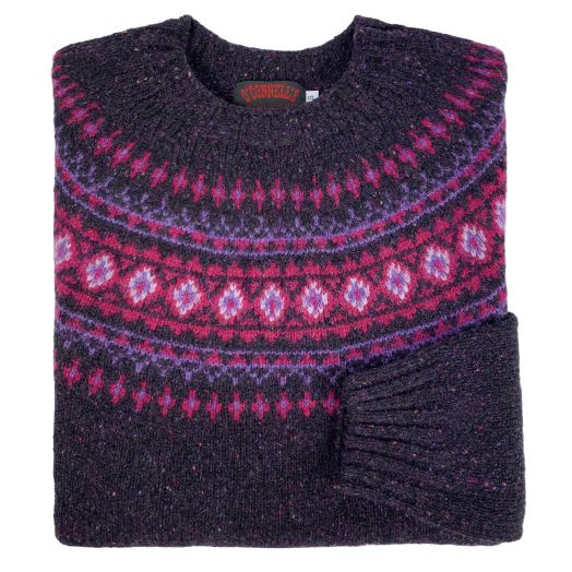 O'Connell's Womens Scottish Merino Wool - Donegal Fair Isle - Boysenberry