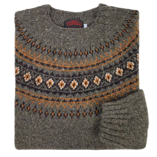 O'Connell's Womens Scottish Merino Wool - Donegal Fair Isle - Mink