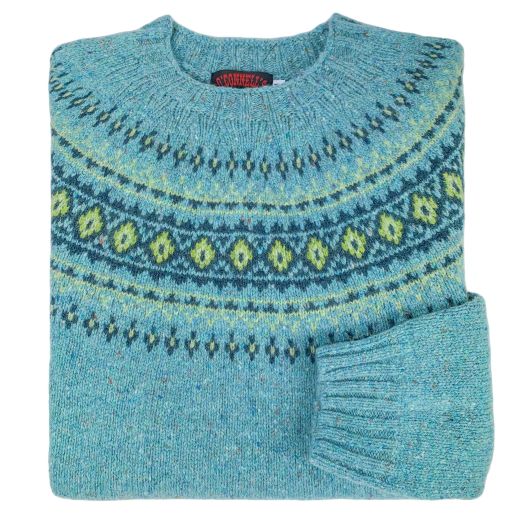O'Connell's Womens Scottish Merino Wool - Donegal Fair Isle - Surf Blue