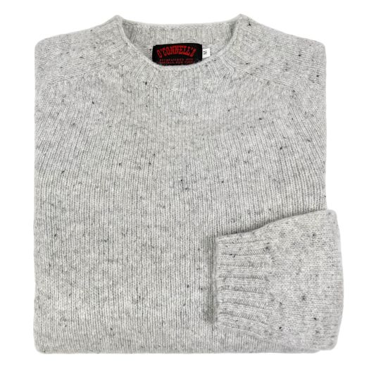 O'Connell's Womens Scottish Merino Wool Donegal Sweater - Light Grey