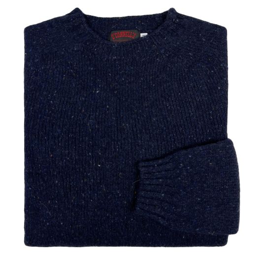 O'Connell's Womens Scottish Merino Wool Donegal Sweater - Navy