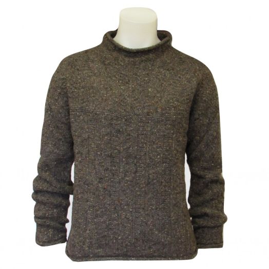 O'Connell's Womens Scottish Roll Neck Donegal Tweed Sweater - Mink