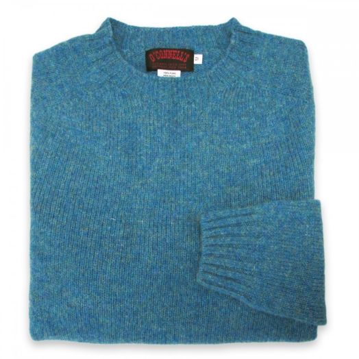 O'Connell's Womens Scottish Shetland Crewneck Sweater - Azure