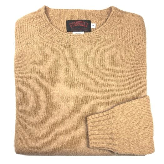 O'Connell's Womens Scottish Shetland Crewneck Sweater - Camel