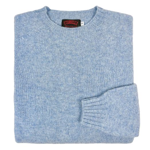O'Connell's Womens Scottish Shetland Crewneck Sweater - Ice Sea