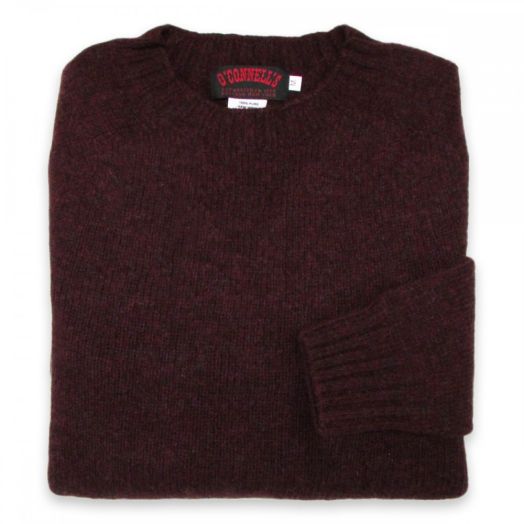 O'Connell's Womens Scottish Shetland Crewneck Sweater - Merlot