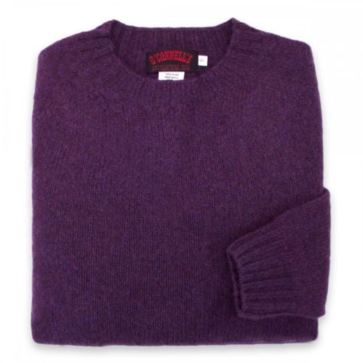 O'Connell's Womens Scottish Shetland Crewneck Sweater - Plum