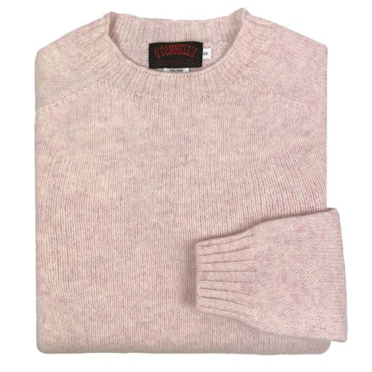 O'Connell's Womens Scottish Shetland Crewneck Sweater - Strawberry Sherbet