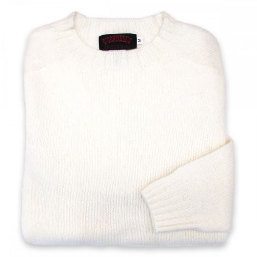O'Connell's Womens Scottish Shetland Crewneck Sweater - Winter White