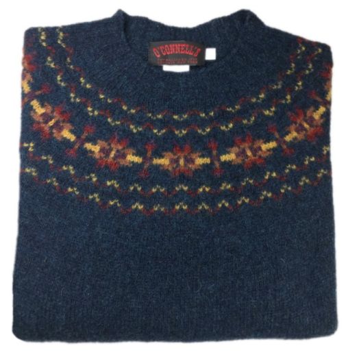 O'Connell's Womens Scottish Shetland Sweater - Fair Isle Yoke - Petrel 2