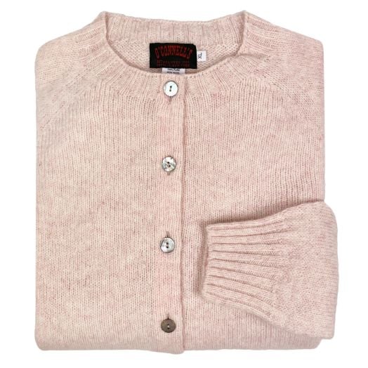 O'Connell's Womens Scottish Shetland Wool Cardigan - Strawberry Sherbet