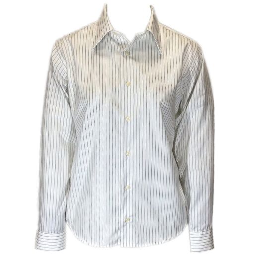 O'Connell's Women's Straight Collar Broadcloth Shirt - Pencil Stripe - Black & White