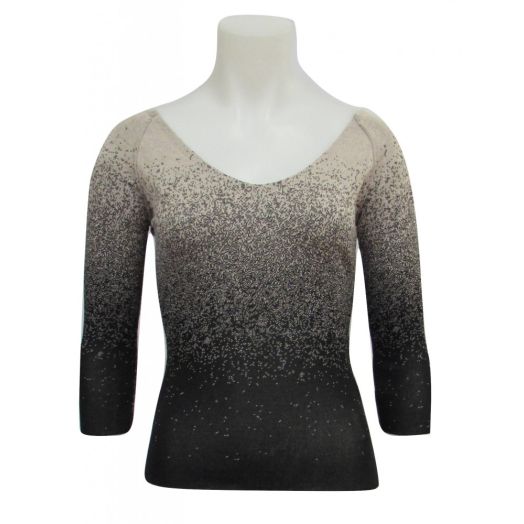 O'Connell's Women's V-Neck Ombre Knit Top - Black & Shell Pink (8182)