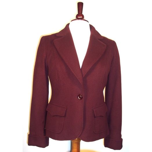 O'Connell's Women's Wool & Cashmere One-Button Jacket - Bordeaux (100-5897)