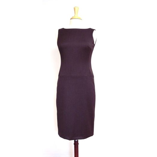 O'Connell's Womens Wool Twill Sleeveless Dress - Marissa - Espresso (Charcoal Brown)