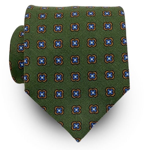 O'Connell's Wool Challis Necktie - Neat - Olive (100342)