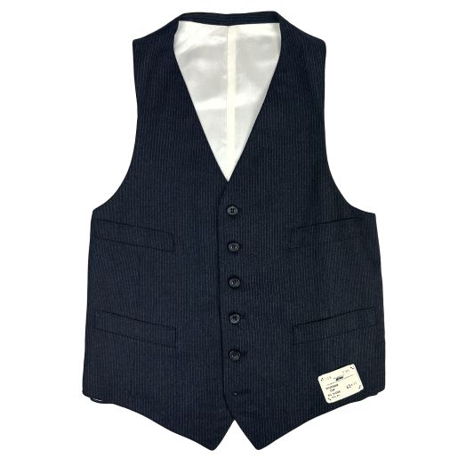 O'Connell's Wool Flannel Pinstripe Vest - Charcoal Blue (6519)