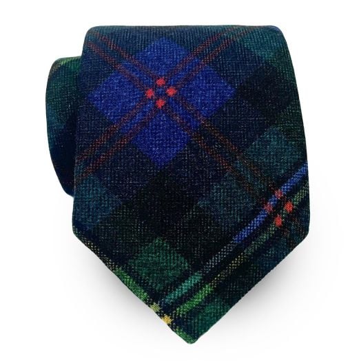 O'Connell's Wool Necktie - Navy Green Tartan (112633)