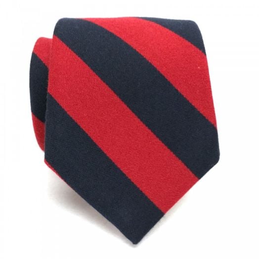 O'Connell's Wool & Silk Necktie - Regimental Guard Stripe - Navy & Red (90928)