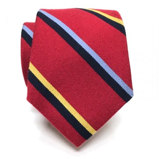 O'Connell's Wool & Silk Necktie - Repp Stripe - Red (93393)
