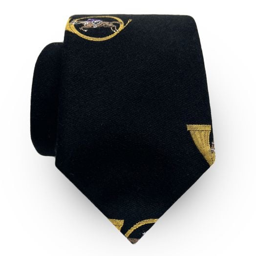 O'Connell's Wool & Silk Necktie - Rider & Horn - Black (099940)