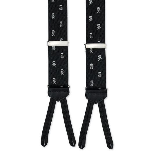 O'Connell's Woven Nylon Braces - Jolly Roger - Black & White (49114)