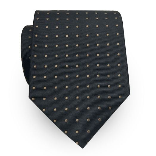 O'Connell's Woven Polka Dot Necktie - Black with Tan (104295)