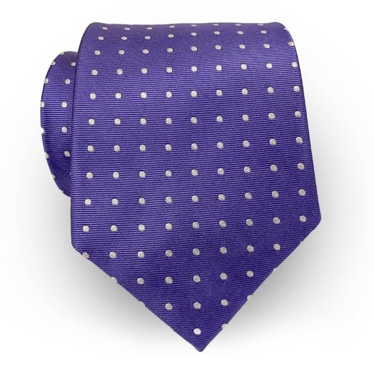 O'Connell's Woven Polka Dot Necktie - Periwinkle with White Dots (103031)