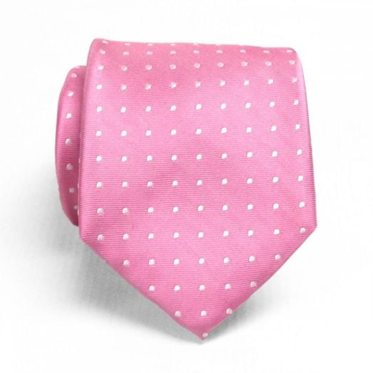 O'Connell's Woven Polka Dot Necktie - Pink with White Dots (66474)