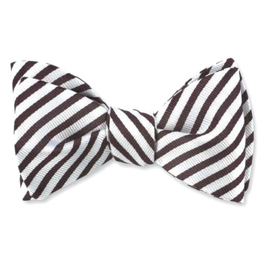 O'Connell's Woven Silk Bow Tie - Bengal Stripe - Brown & White (70165)