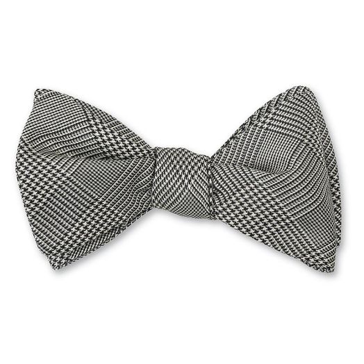 O'Connell's Woven Silk Bow Tie - Glen Plaid (Black & White) (44172)