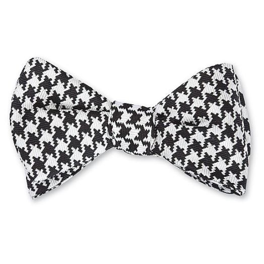 O'Connell's Woven Silk Bow Tie - Large Black & White Houndstooth (93821)