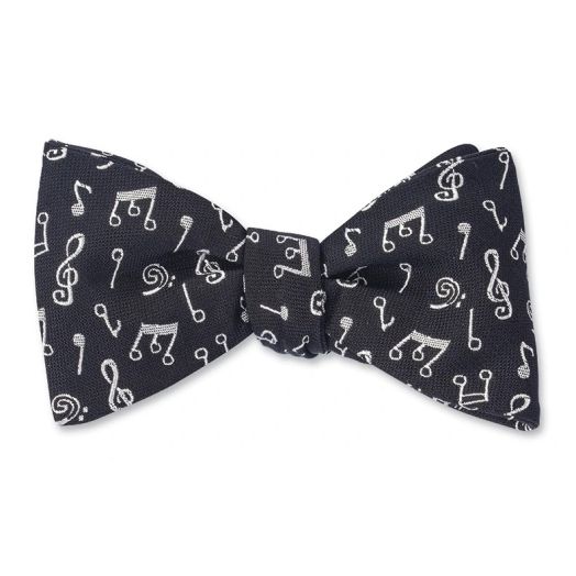 O'Connell's Woven Silk Bow Tie - Musical Notes - Black (101162)