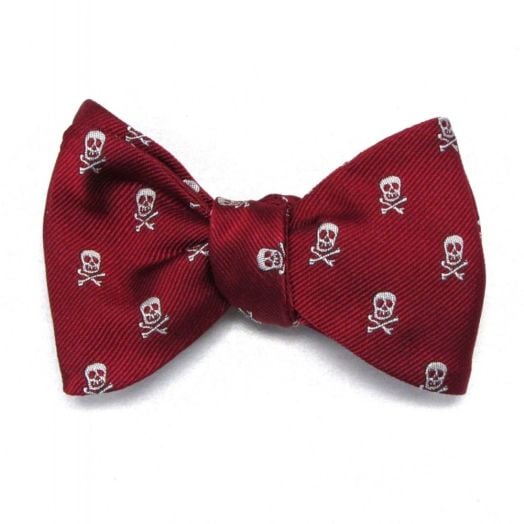 O'Connell's Woven Silk Club Bow Tie - Jolly Roger - Red & White (20683)