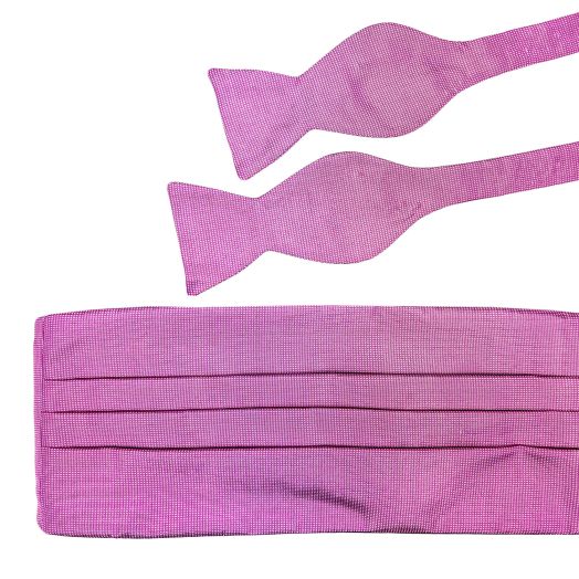 O'Connell's Woven Silk Cummerbund & Bow Tie Set - Fuchsia Tic Weave (89921)