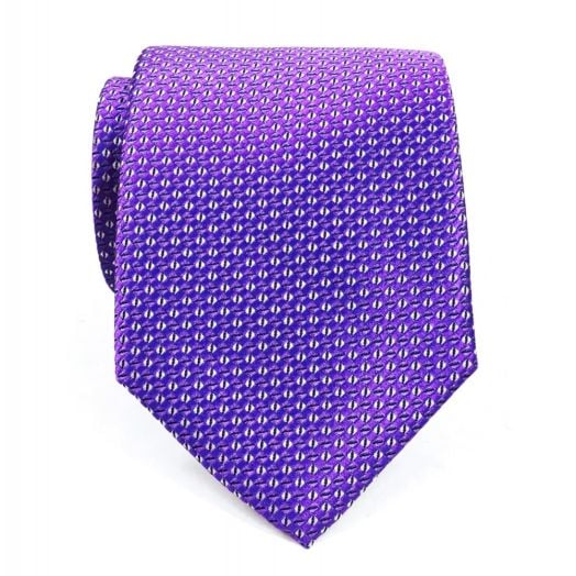 O'Connell's Woven Silk Necktie - Diamonds - Purple & White (88370)