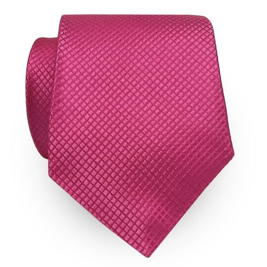 O'Connell's Woven Silk Necktie - Fuchsia Check (096520)