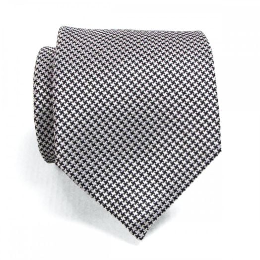 O'Connell's Woven Silk Necktie - Houndstooth - Black & White (75410)