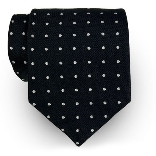 O'Connell's Woven Silk Necktie - Macclesfield - Polka Dot - Black & White (113489)